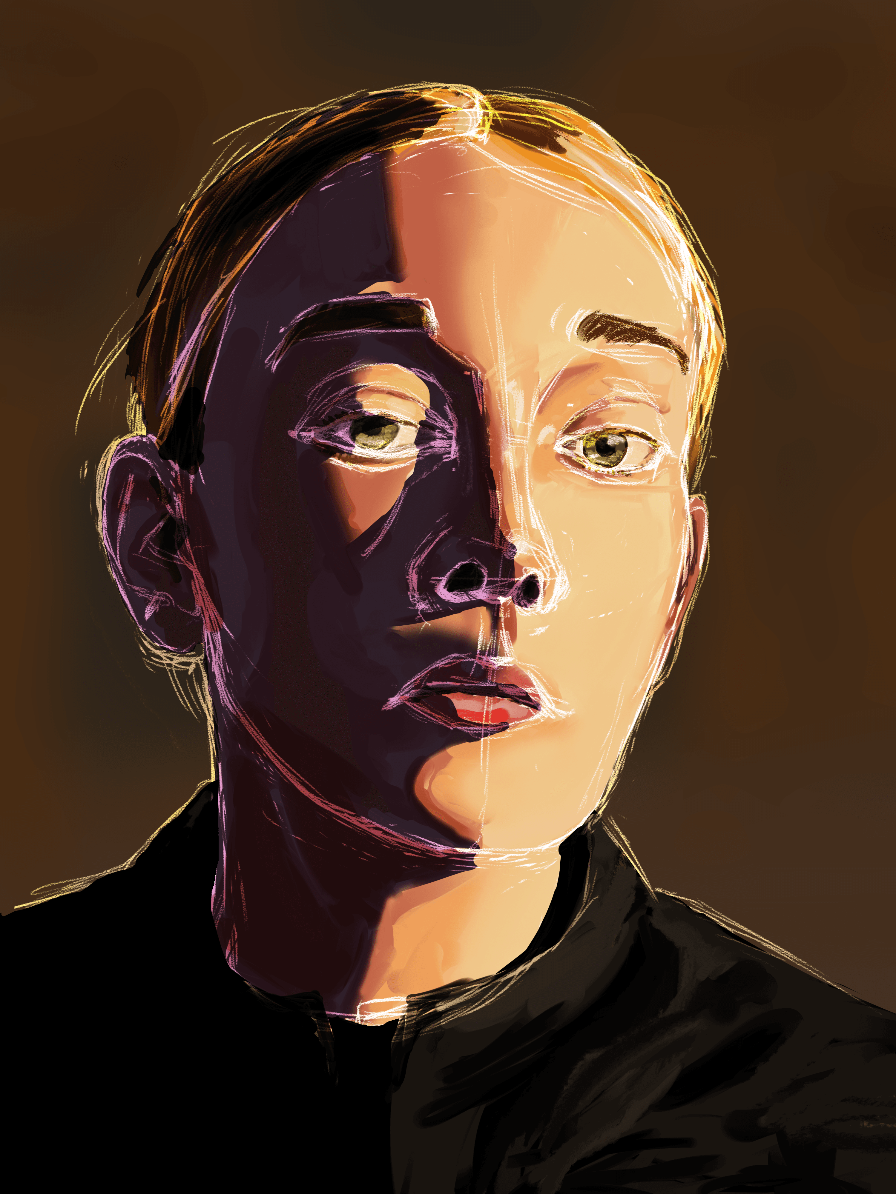 woman digital art, with white outline 