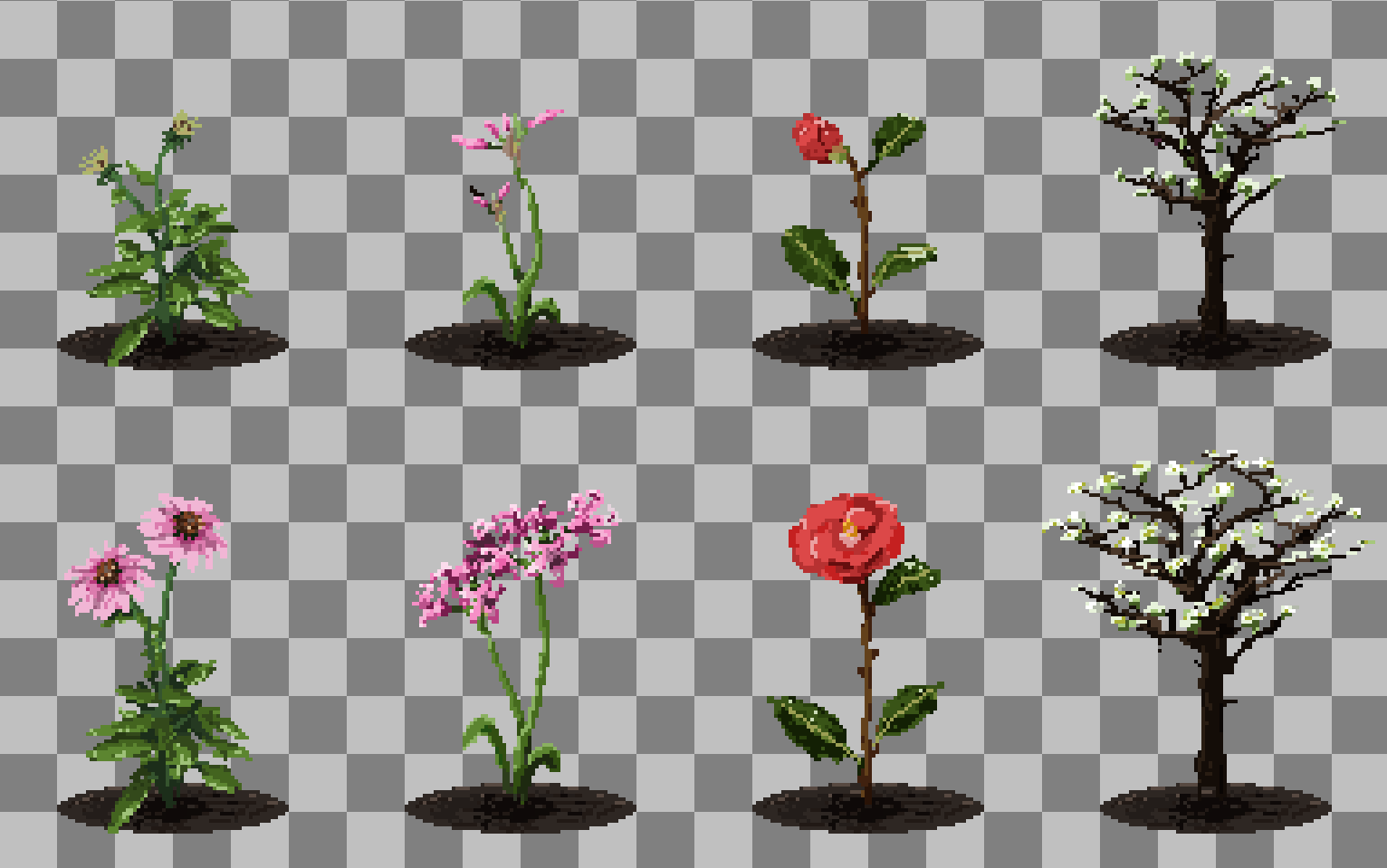 pixel art flower sprite sheet